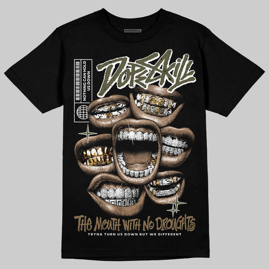 Adidas Samba OG Focus Olive Gum DopeSkill T-Shirt The Mouth With No Droughts Graphic Streetwear - Black