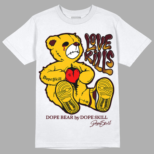 Dunk Yellow Bordeaux DopeSkill T-Shirt Love Kills Graphic Streetwear - White