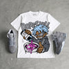Wolf Grey 5s DopeSkill Oversize Print T-Shirt Pour Up Graphic