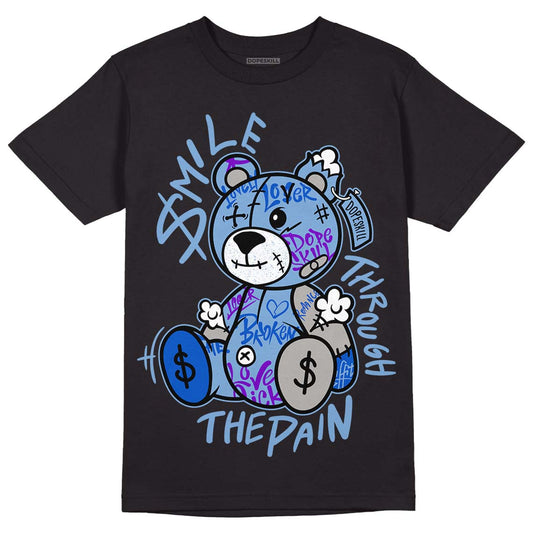 Jordan 5 Retro University Blue DopeSkill T-Shirt Smile Through The Pain Graphic Streetwear - Black