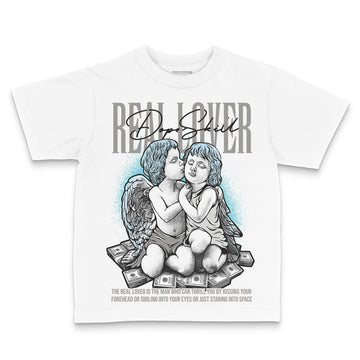 Jordan 4 Retro GS “Blue Chill” DopeSkill Toddler Kids T-shirt Real Lover Graphic Streetwear - White