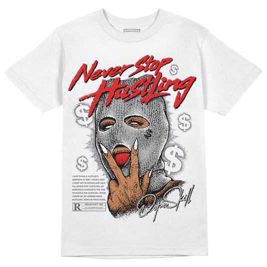 Jordan 4 Retro 'Wet Cement' DopeSkill T-Shirt Never Stop Hustling Graphic Streetwear - White 