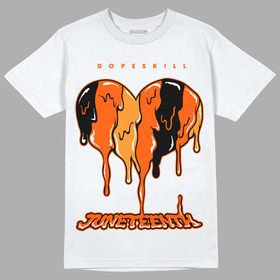 Jordan 12 Retro Brilliant Orange DopeSkill T-Shirt Juneteenth Heart Graphic Streetwear - White