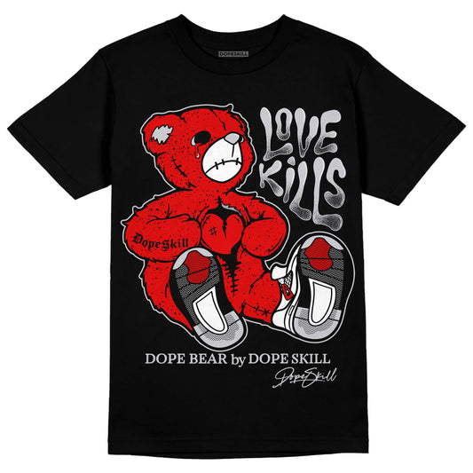 Jordan 4 Retro Red Cement DopeSkill T-Shirt Love Kills Graphic Streetwear - Black