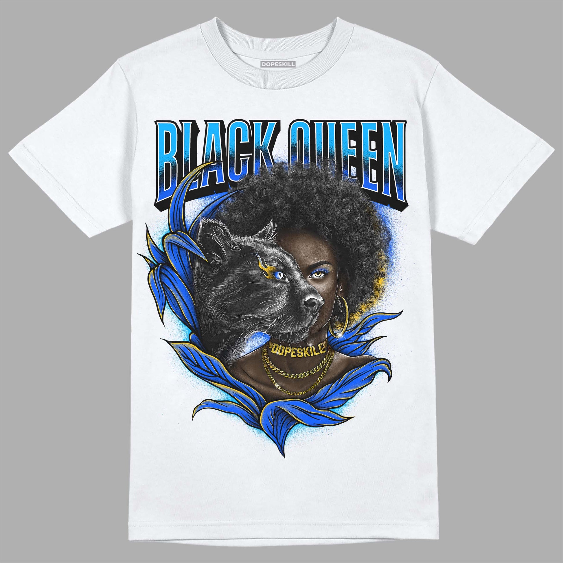 Royal Blue Sneakers DopeSkill T-Shirt New Black Queen Graphic Streetwear - White 