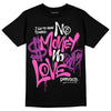 Jordan 4 GS “Hyper Violet” DopeSkill T-Shirt No Money No Love Typo Graphic Streetwear - Black