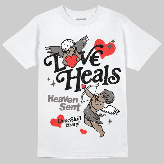 Jordan 4 Retro Cave Stone DopeSkill T-Shirt New Love Heals Graphic Streetwear - White