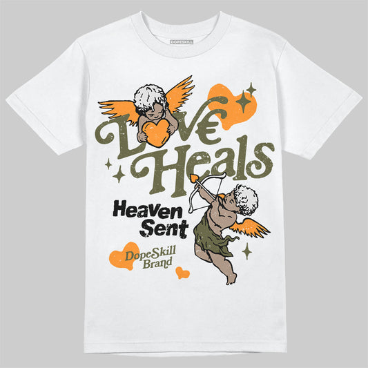 Jordan 5 "Olive" DopeSkill T-Shirt New Love Heals Graphic Streetwear - White