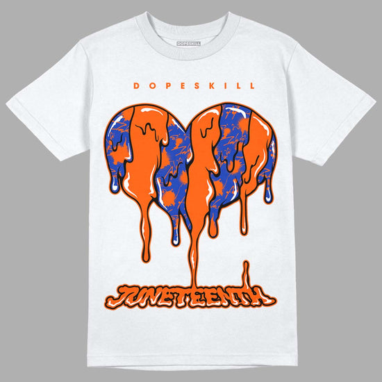 Dunk Low Futura Orange Blaze DopeSkill T-Shirt Juneteenth Heart Graphic Streetwear - White