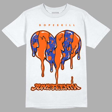 Dunk Low Futura Orange Blaze DopeSkill T-Shirt Juneteenth Heart Graphic Streetwear - White