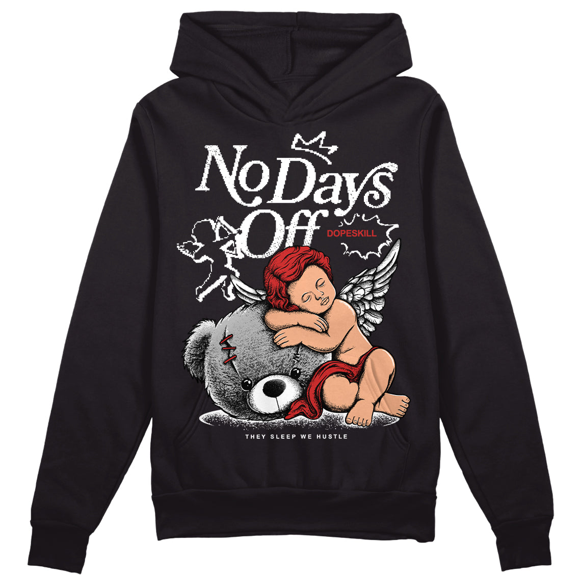 Jordan 1 High OG “Black/White” DopeSkill Hoodie Sweatshirt New No Days Off Graphic Streetwear - Black 