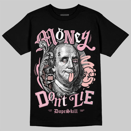 AMIRI White & Pink Stars Court Sneakers DopeSkill T-Shirt Money Don't Lie Graphic Streetwear - Black