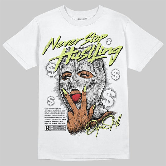 Jordan 4 GS “Light Lemon Twist” DopeSkill T-Shirt Never Stop Hustling Graphic Streetwear - White