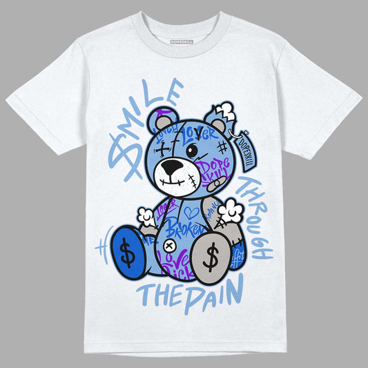 Jordan 5 Retro University Blue DopeSkill T-Shirt Smile Through The Pain Graphic Streetwear - White 
