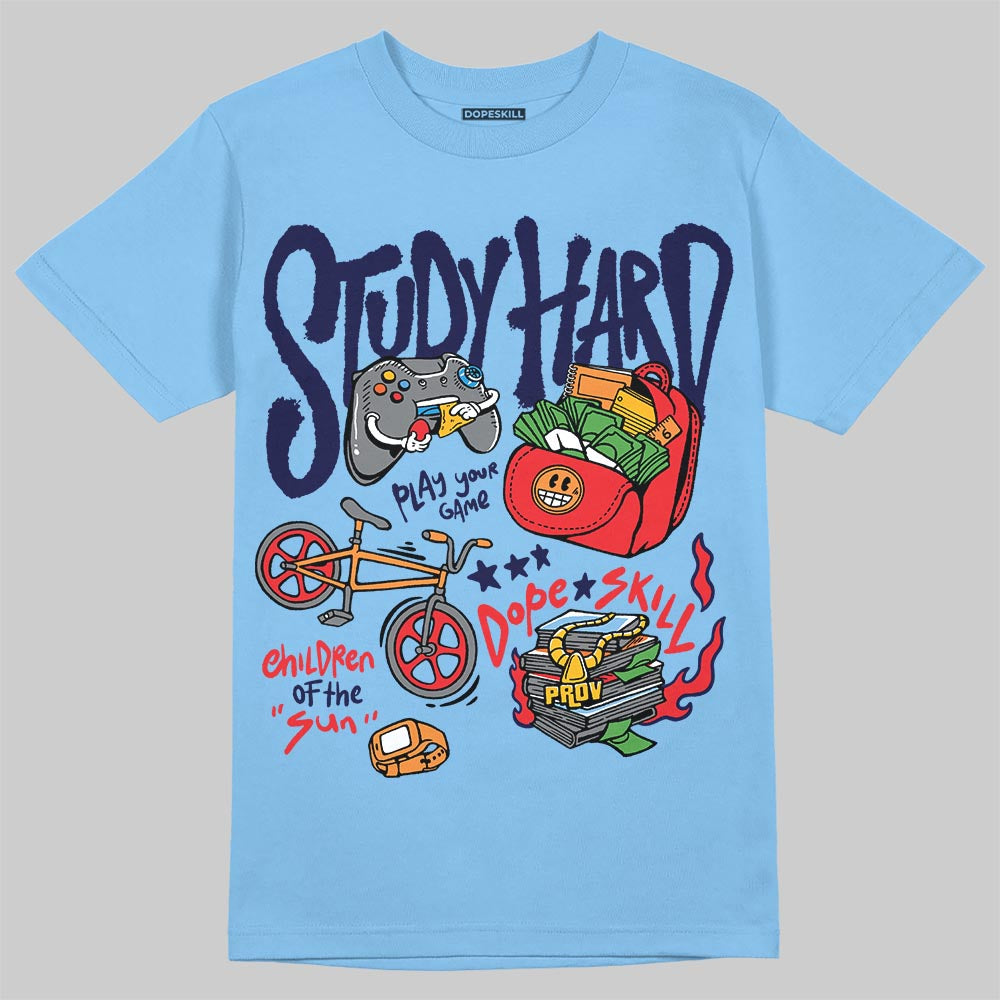 University Blue Sneakers DopeSkill T-Shirt Study Hard Graphic Streetwear - carolina Blue