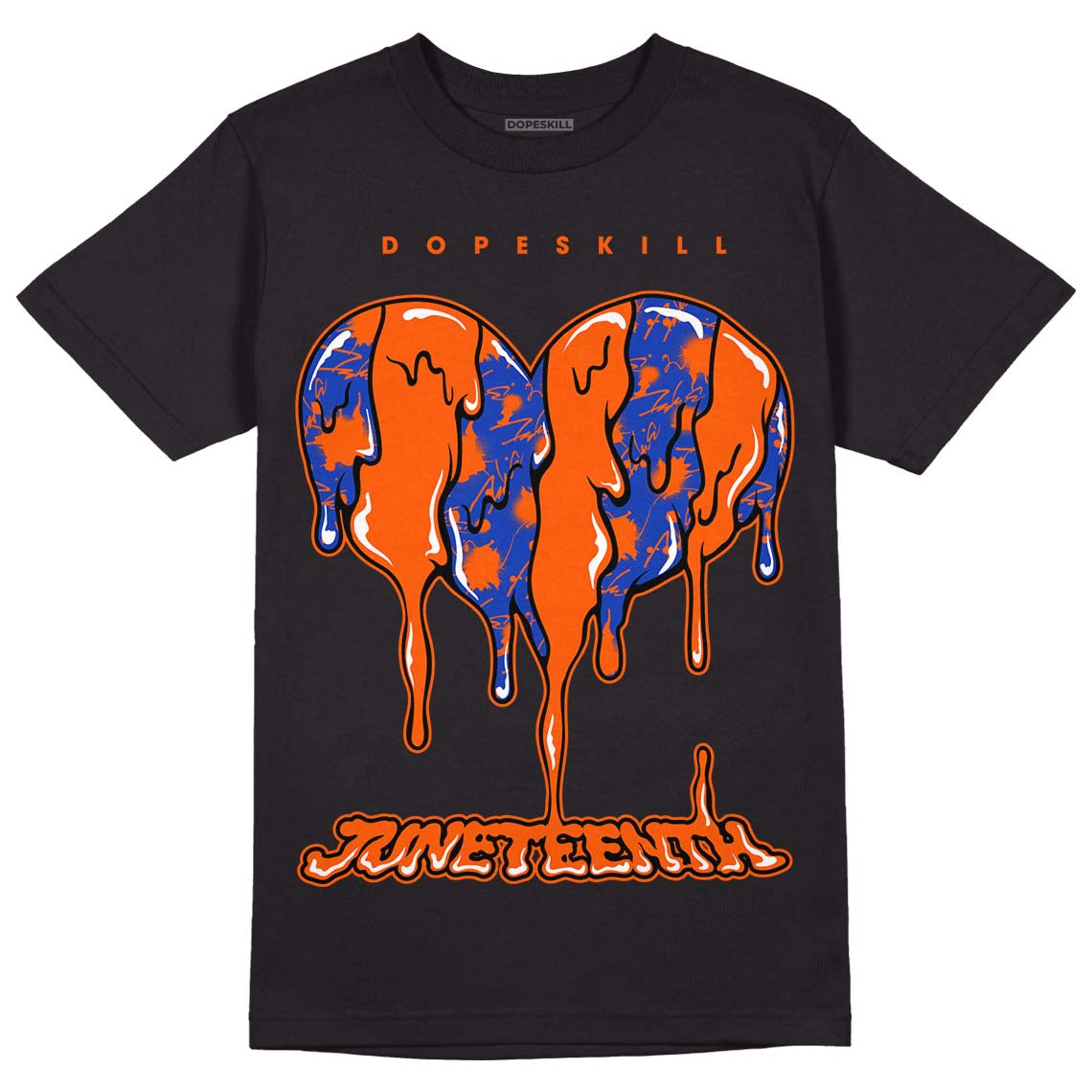 Dunk Low Futura Orange Blaze DopeSkill T-Shirt Juneteenth Heart Graphic Streetwear - Black