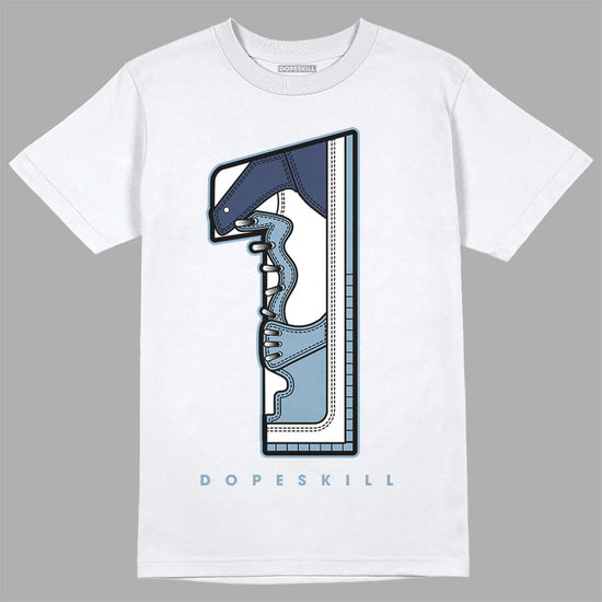 Jordan 1 Mid Diffused Blue DopeSkill T-Shirt No.1 Graphic Streetwear - White 