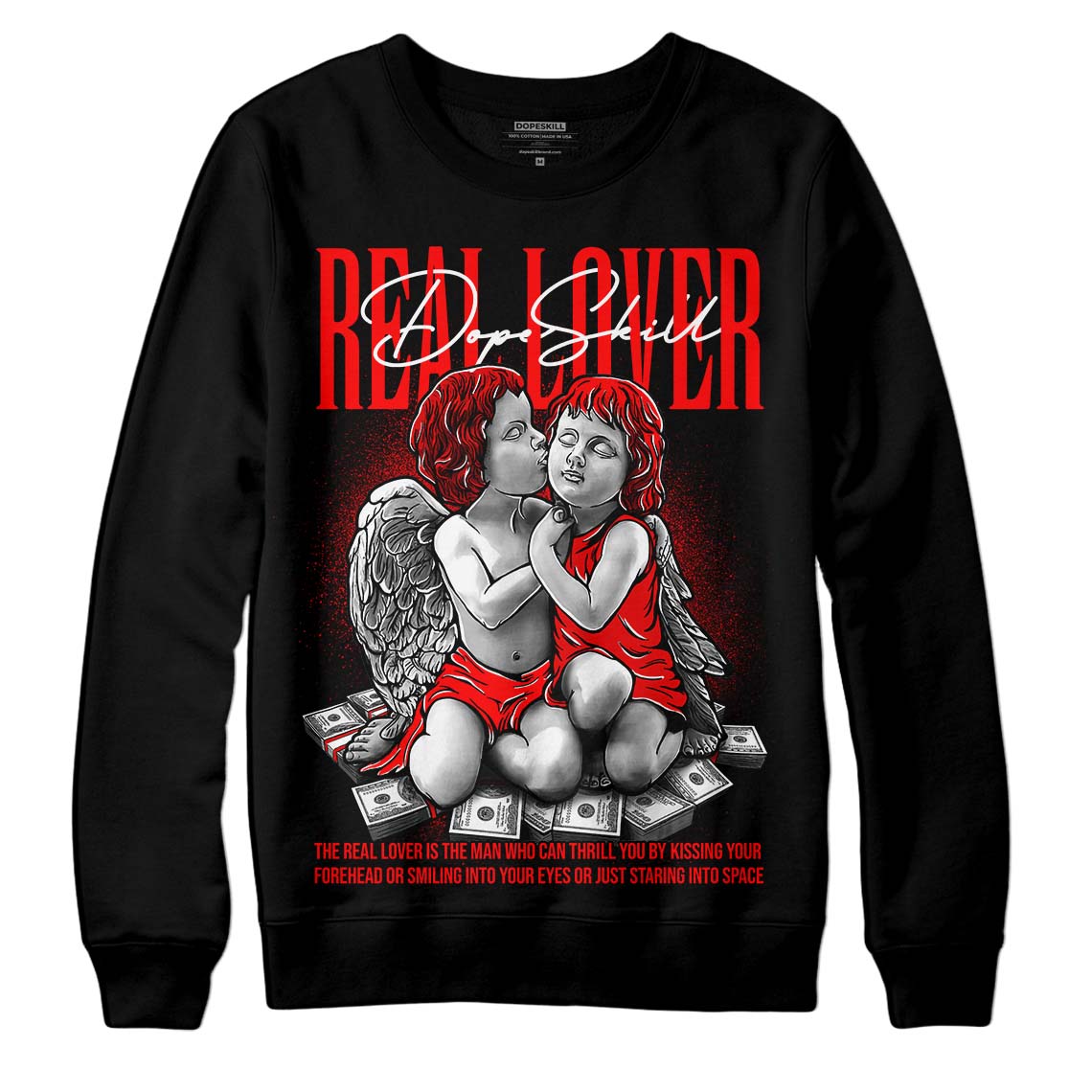 Jordan 1 Retro High OG "Satin Bred" DopeSkill Sweatshirt Real Lover Graphic Streetwear - Black