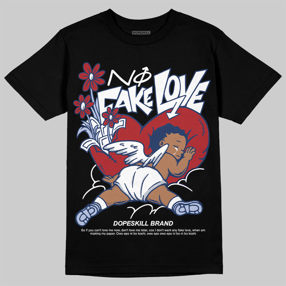 Jordan 6 Retro 'White And Midnight Navy' DopeSkill T-Shirt No Fake Love Graphic Streetwear - Black