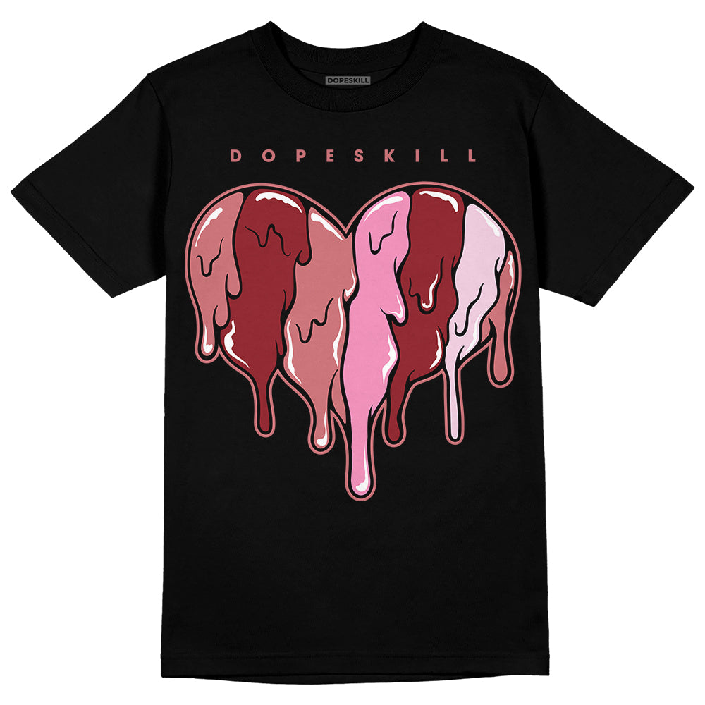 Valentine's Day Collection DopeSkill T-Shirt Slime Drip Heart Graphic Streetwear - Black