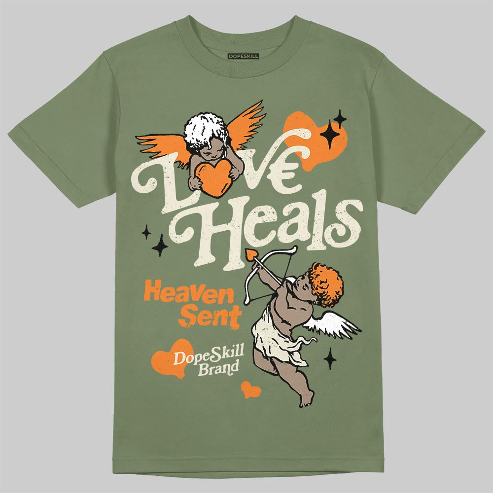 Jordan 4 Retro OG SP Undefeated (2025) DopeSkill T-Shirt New Love Heals Graphic Streetwear - Military Green