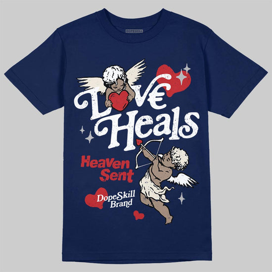 Jordan 11 “Rare Air” DopeSkill T-Shirt New Love Heals Graphic Streetwear - navy