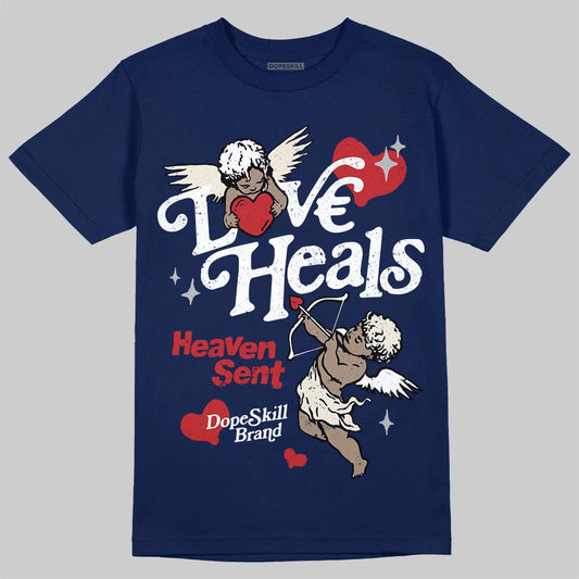 Jordan 11 “Rare Air” DopeSkill T-Shirt New Love Heals Graphic Streetwear - navy