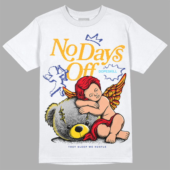 Jordan 1 Mid GS 'Six Championships' DopeSkill T-Shirt New No Days Off Graphic Streetwear - White