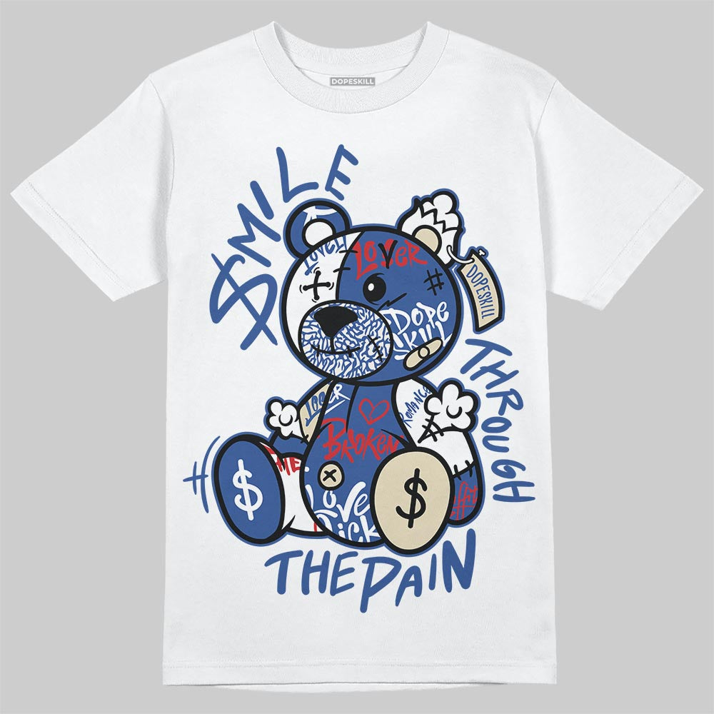 Jordan Spizike Low “Storm Blue” DopeSkill T-Shirt Smile Through The Pain Graphic Streetwear - White