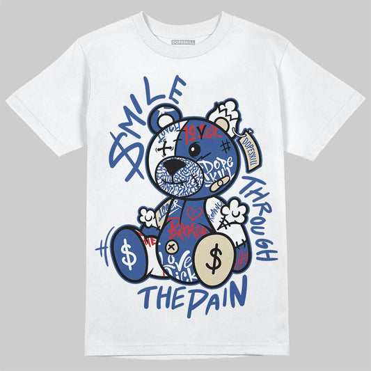 Jordan Spizike Low “Storm Blue” DopeSkill T-Shirt Smile Through The Pain Graphic Streetwear - White