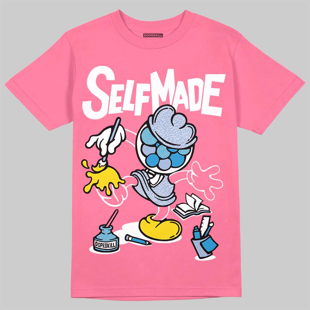 Jordan 3 GS “Cobalt Bliss” DopeSkill T-Shirt Self Made Graphic Streetwear  - Safety Pink
