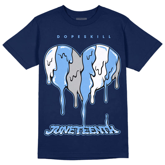 Jordan 5 Midnight Navy DopeSkill Navy T-Shirt Juneteenth Heart Graphic Streetwear