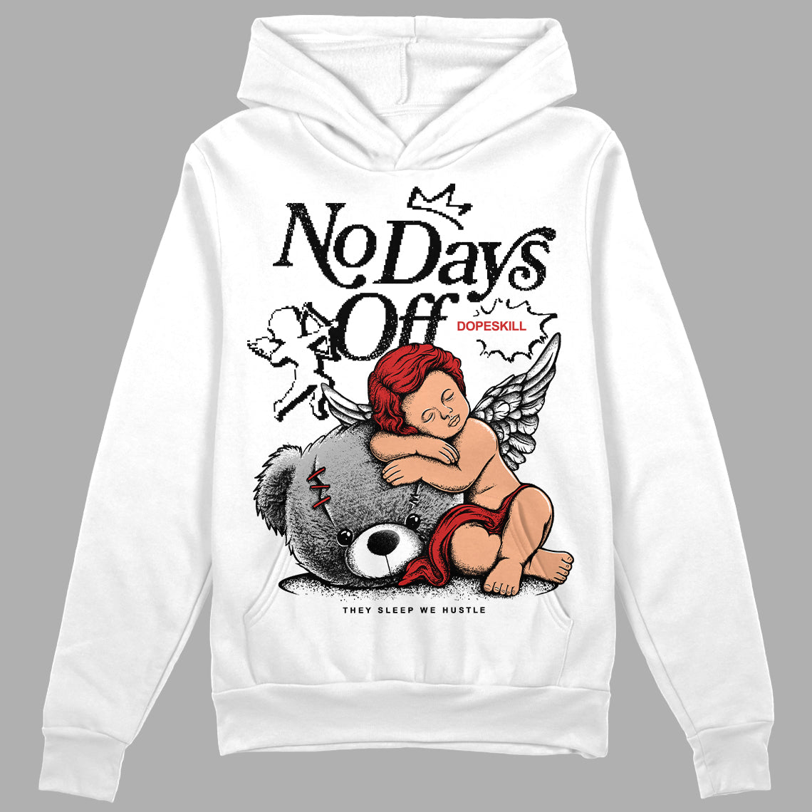 Jordan 1 High OG “Black/White” DopeSkill Hoodie Sweatshirt New No Days Off Graphic Streetwear  - White 