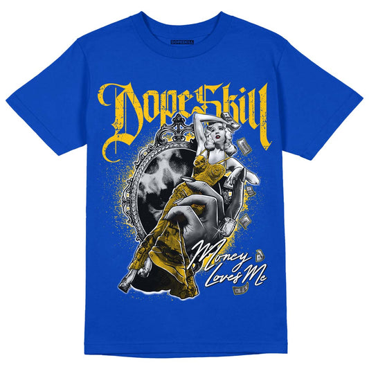 Jordan 14 “Laney” DopeSkill Varsity Royal T-Shirt Money Loves Me Graphic Streetwear