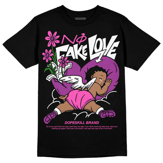 Jordan 4 GS “Hyper Violet” DopeSkill T-Shirt No Fake Love Graphic Streetwear - Black