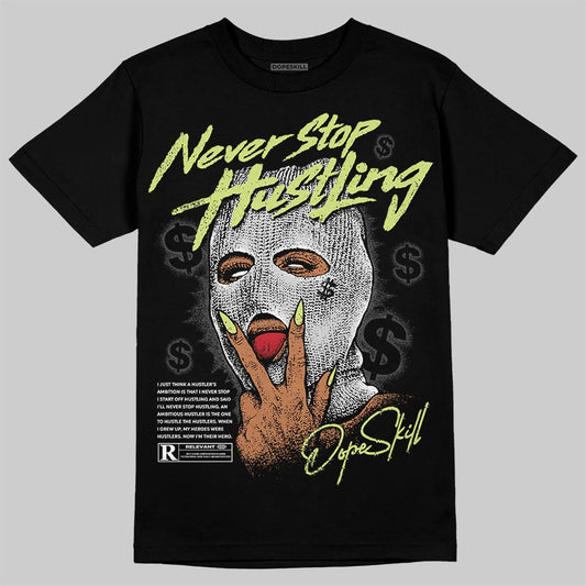 Jordan 4 GS “Light Lemon Twist” DopeSkill T-Shirt Never Stop Hustling Graphic Streetwear  black