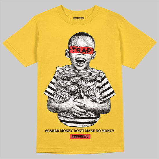 Yellow Sneakers DopeSkill T-Shirt Scared Money Don't Make No Money Graphic Streetwear - Gold