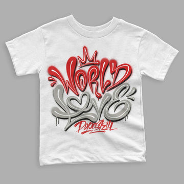 Jordan 3 Fire Red DopeSkill Toddler Kids T-shirt World Love Graphic Streetwear - White