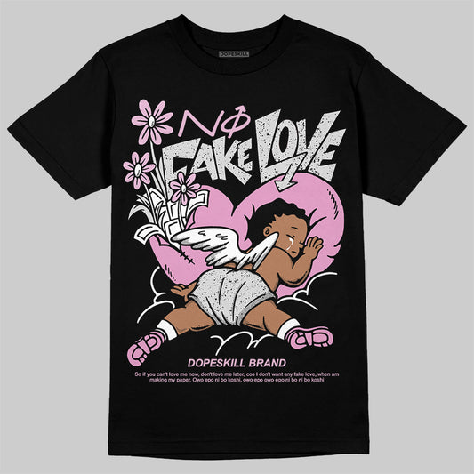 Jordan 4 WMNS “Orchid” DopeSkill T-Shirt No Fake Love Graphic Streetwear - Black