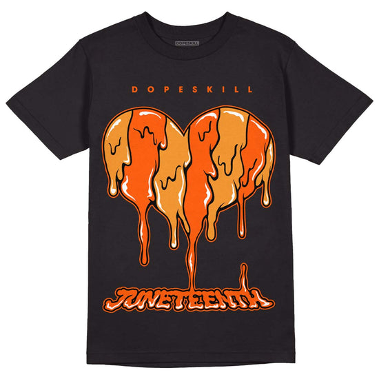 Jordan 12 Retro Brilliant Orange DopeSkill T-Shirt Juneteenth Heart Graphic Streetwear - Black