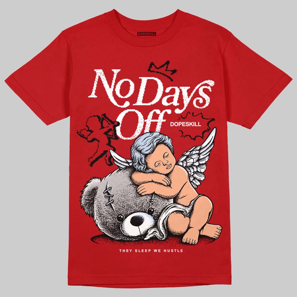 Jordan 5 Retro Fire Red Black Tongue (2025) DopeSkill T-Shirt New No Days Off Graphic Streetwear - Red