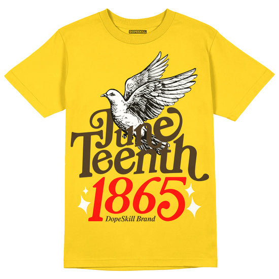 Jordan 6 “Yellow Ochre” DopeSkill Yellow T-shirt Juneteenth 1865 Graphic Streetwear