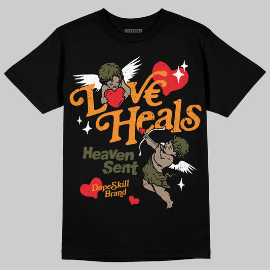 Jordan 5 "Olive" DopeSkill T-Shirt New Love Heals Graphic Streetwear - Black