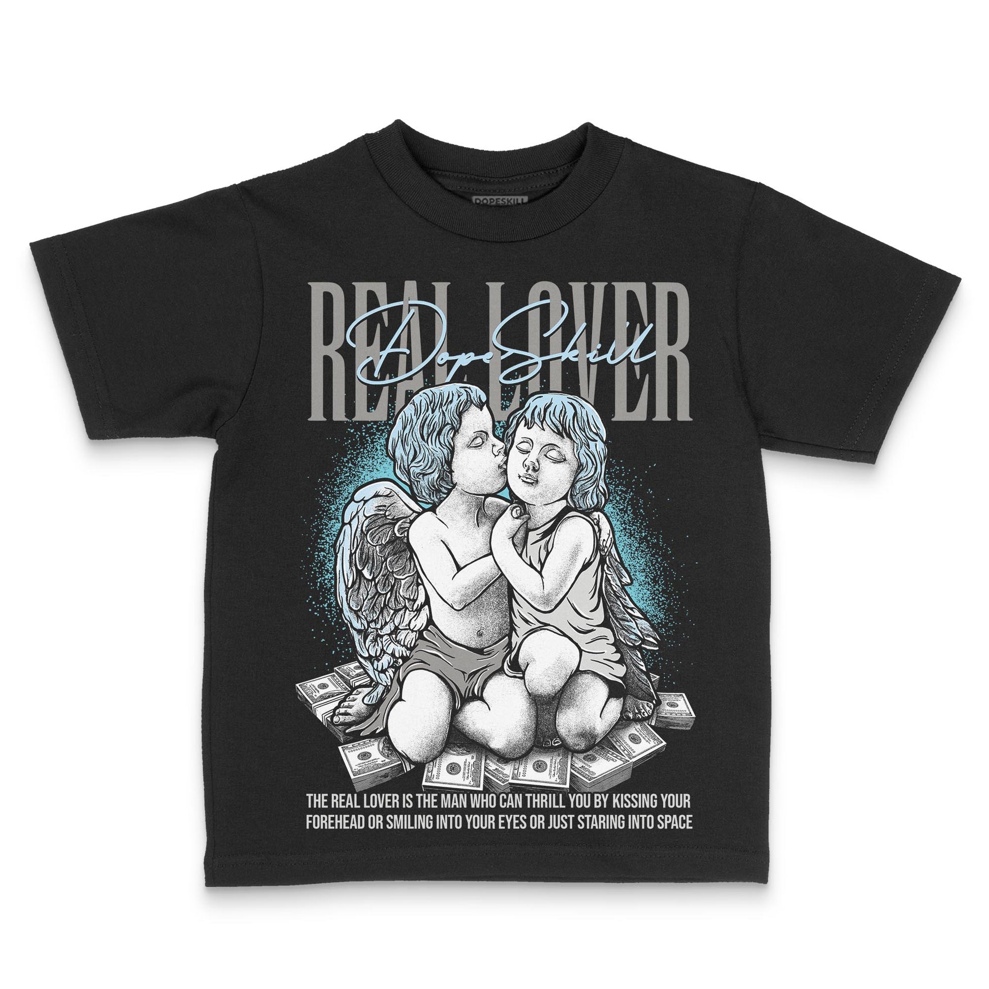 Jordan 4 Retro GS “Blue Chill” DopeSkill Toddler Kids T-shirt Real Lover Graphic Streetwear  black