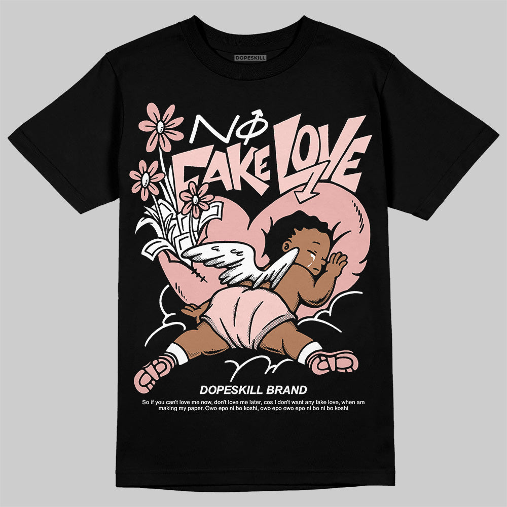 Lanvin Leather Curb Pink DopeSkill T-Shirt No Fake Love Graphic Streetwear  - Black