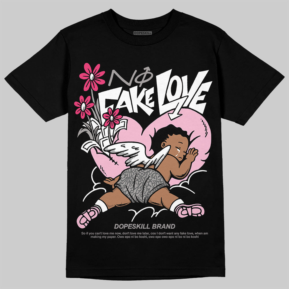 Jordan 3 “Wings” DopeSkill T-Shirt No Fake Love Graphic Streetwear - Black