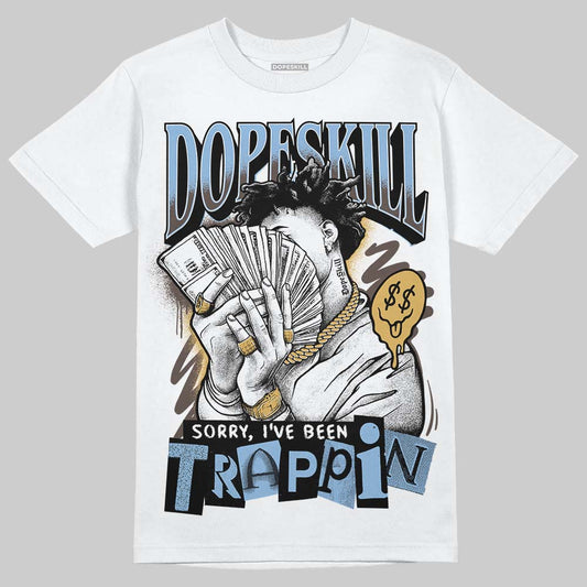 Adidas Handball Spezial ‘Light Blue’ DopeSkill T-Shirt Sorry I've Been Trappin Graphic Streetwear - White