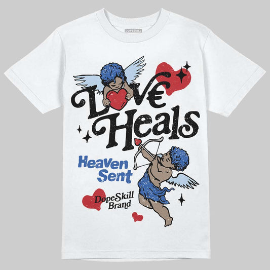 Awake NY x Jordan 5 Retro 'Black Racer Blue' DopeSkill T-Shirt New Love Heals Graphic Streetwear - White