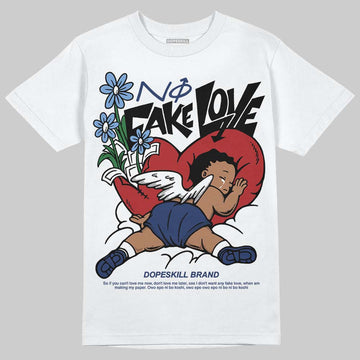 Jordan 1 High OG "Midnight Navy" DopeSkill T-Shirt No Fake Love Graphic Streetwear - White