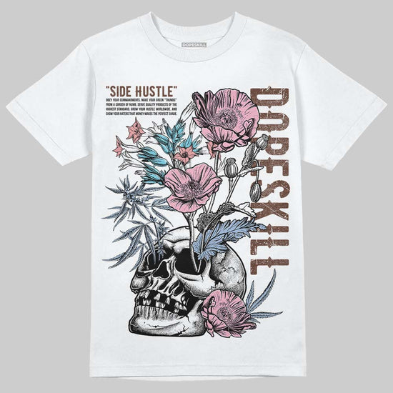 Harris Tweed x Dunk Low Denim Turquoise and Baroque Brown DopeSkill T-Shirt Side Hustle Graphic Streetwear - White